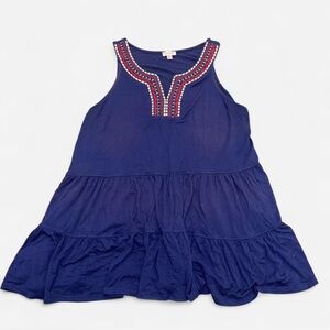 Plus Sized Navy Tank Top with embroidery details